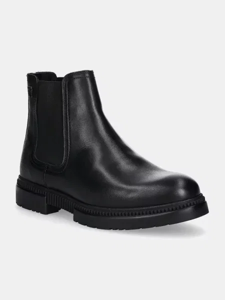 Кожени боти челси Tommy Hilfiger COMFORT TL TEXTURE LTH CHELSEA черно