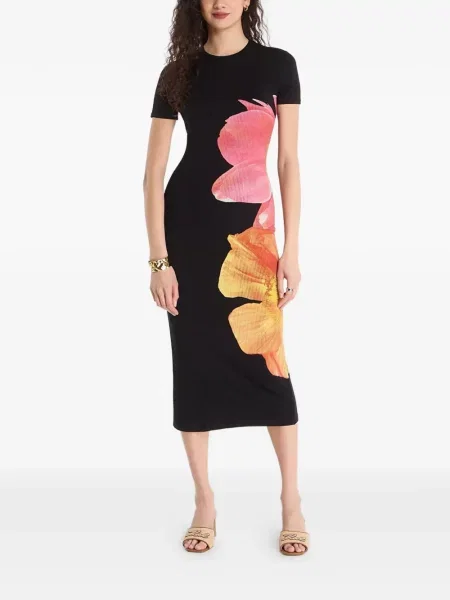 Rochie midi Desigual cu model floral cu imagine negru