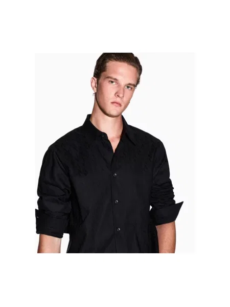 Armani Exchange koszula regular z kołnierzykiem klasycznym czarny