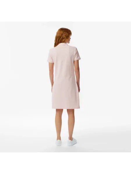 Lacoste Sukienka Polo Z Elastycznej Bawełny Piqué różowa