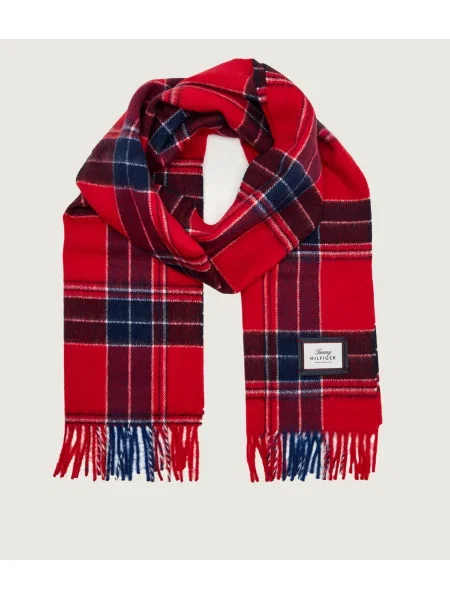 Tommy Hilfiger fular pentru bărbați din lână roșu