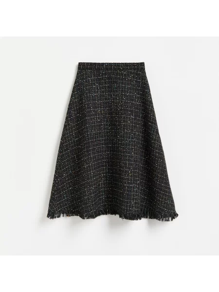 Reserved Tweed midi szoknya többszínű