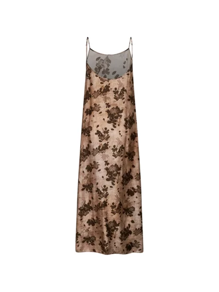 Rochie maxi Uma Wang cu model floral evazată maro