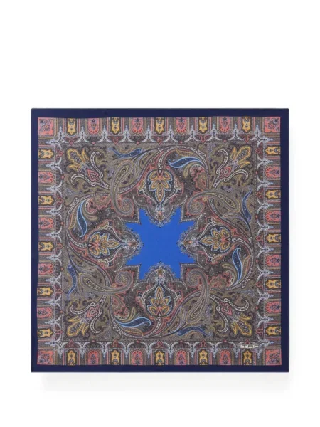 Fular Etro cu imagine cu model paisley albastru
