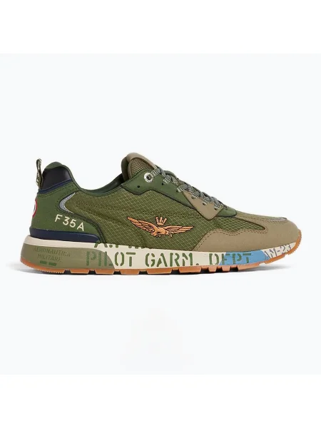 Sneakersy Aeronautica Militare zamszowe zielone