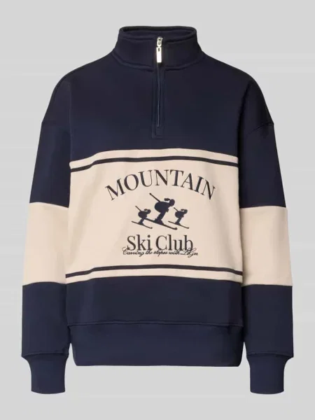 Bluza z zamkiem błyskawicznym model ‘Cosette’ Leger By Lena Gercke granatowa