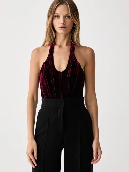 Bardot body pentru femei din velur TREY