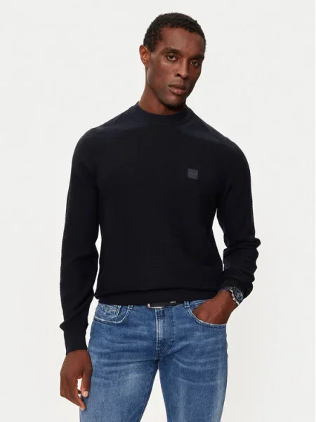 Кашмирен пуловер Boss синьо