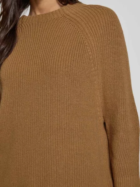 Sweter z dzianiny z raglanowymi rękawami i okrągłym dekoltem Smith And Soul beżowy