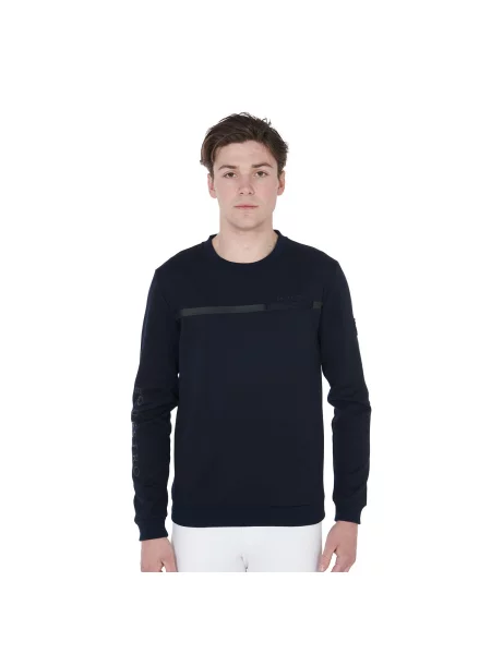 Bluza jeździecka z okrągłym dekoltem Equestro Interlock niebieska