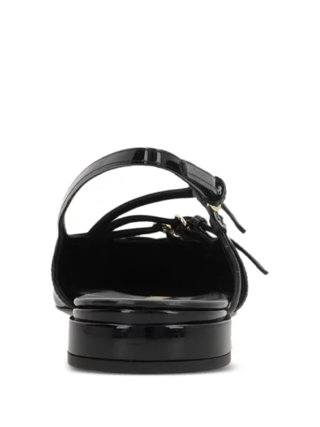 Pantofi cu toc Miu Miu din piele de lac slingback negru