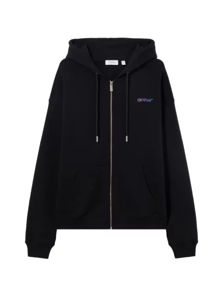 Суичър с качулка Off-white с градиентным принтом с автограф бяло