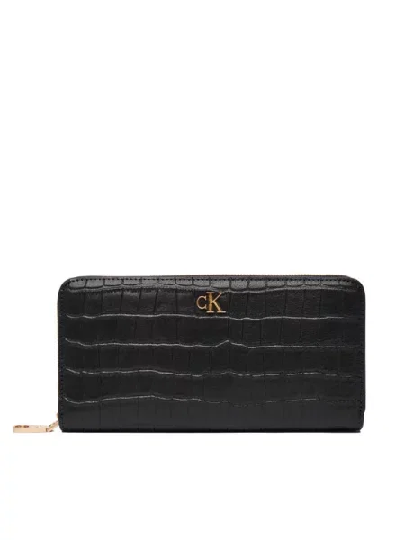Calvin Klein Didelė Moteriška Piniginė Ck Croc Long Zip Around juoda