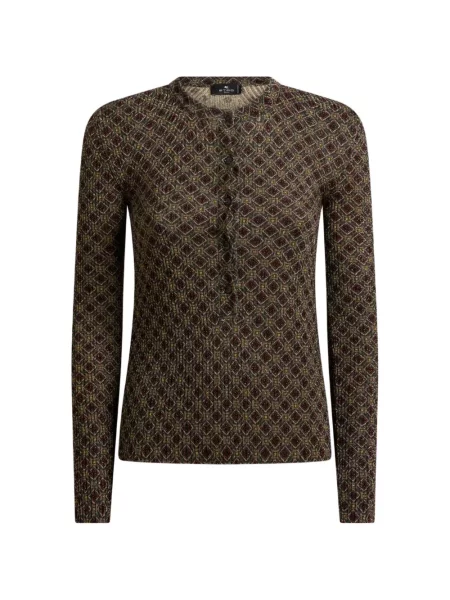 Pulover Etro cu guler henley verde