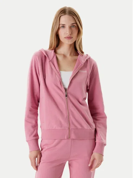 Суичър с качулка Guess с качулка бежово