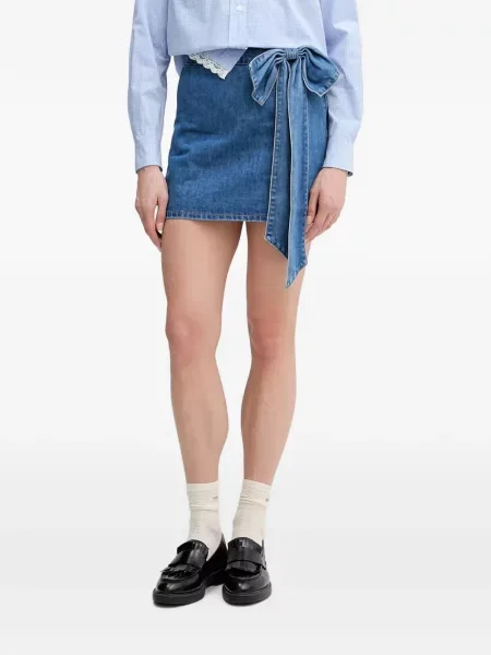 Fustă din denim Gaudi cu funde albastru
