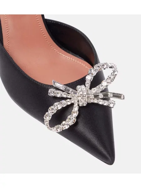 Pantofi cu toc Amina Muaddi din satin slingback negru