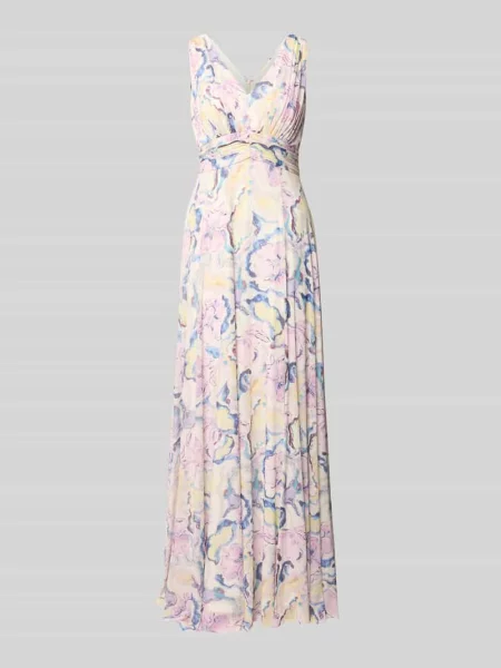 Długa sukienka we wzór na całej powierzchni Christian Berg Cocktail różowa