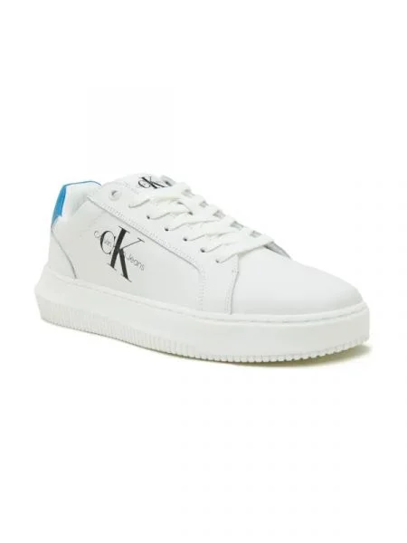 CALVIN KLEIN JEANS Bőr sneakers tornacipő CHUNKY CUPSOLE MONOLOGO fehér