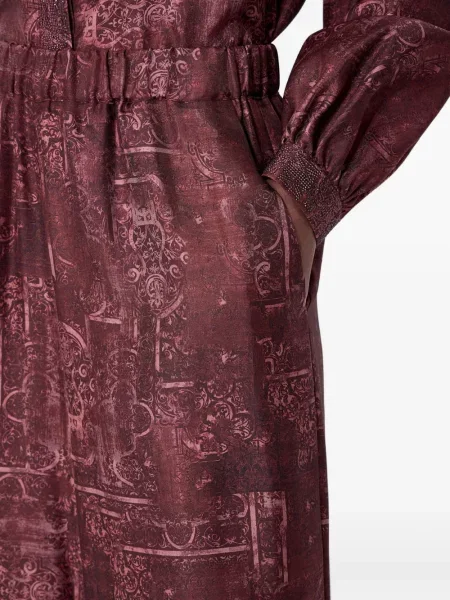 Pantaloni Max Mara de mătase cu imagine roșu