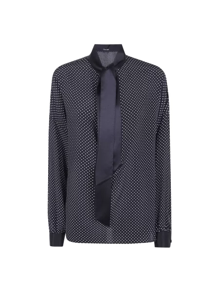 Bluzka Tom Ford w grochy z krepy z żabotem czarna