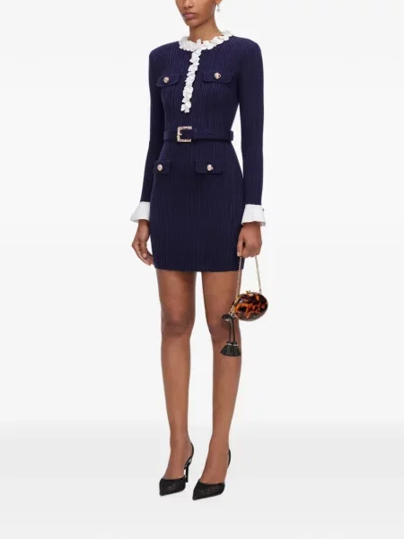 Rochie mini Self-portrait tricotate albastru