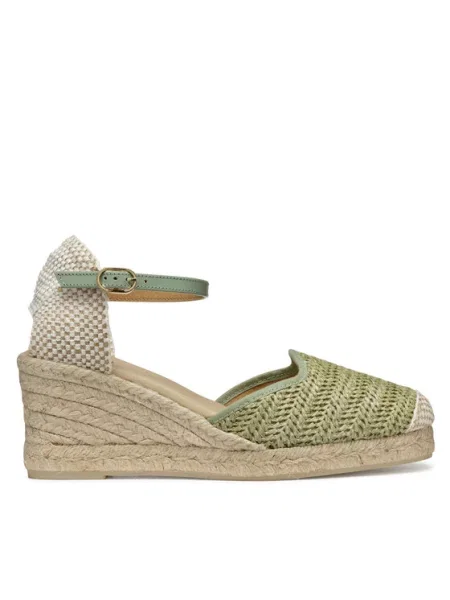 Geox espadryle D GELSA LOW turkusowy na koturnie zielone
