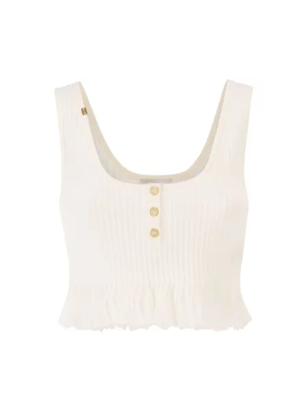 Dzianinowy top Elisabetta Franchi ażurowy biały