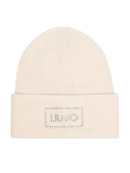 Liu Jo czapka beanie z dodatkiem wełny beżowa