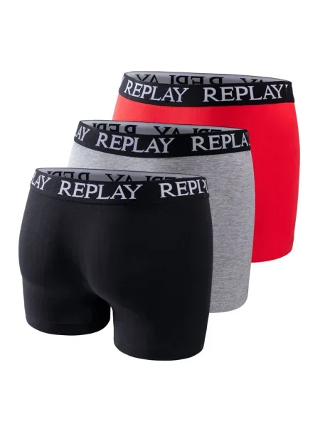 REPLAY Boxeralsók szürke / piros fekete