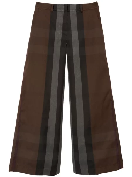 Pantaloni Burberry în carouri maro