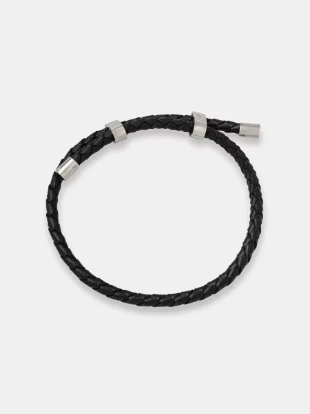 Trussardi zapestnica usnjena T-LEATHER črna