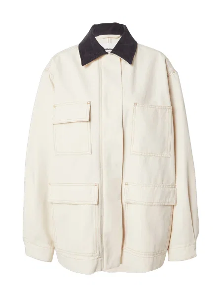 ARMEDANGELS Přechodná bunda tmavě hnědá / vlny bílé