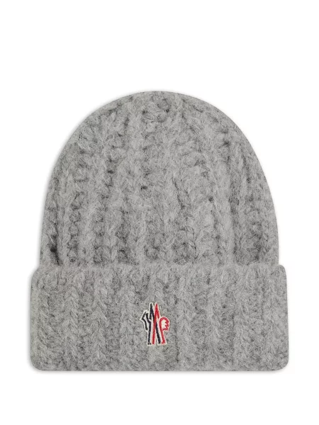 Kapa beanie Moncler Grenoble s autogramom siva