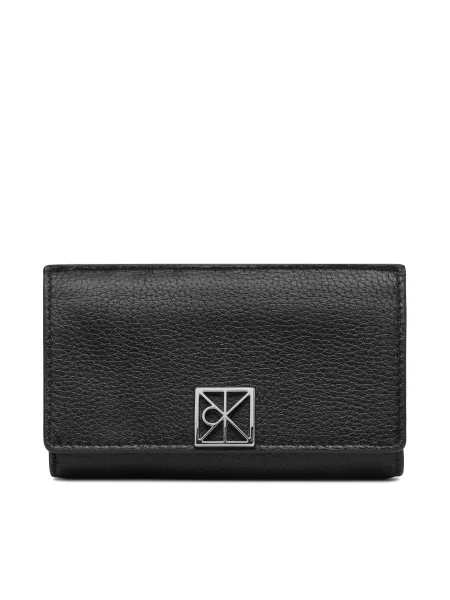 Novčanik Calvin Klein Emblem Hw Pebble Snap Cardholder crna