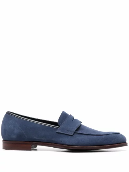 Pantofi loafer Crockett & Jones din piele de căprioară albastru