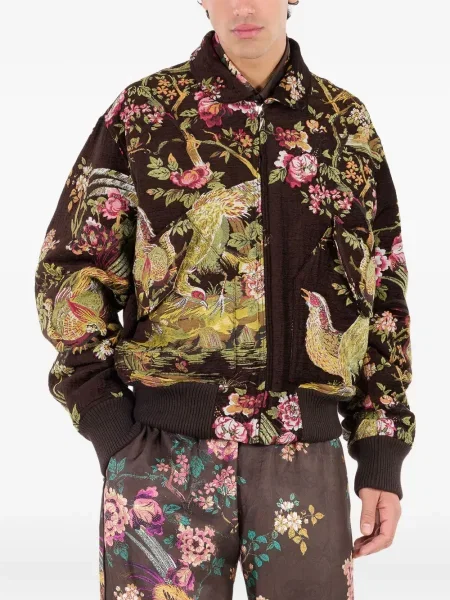 Geacă bomber Roberto Cavalli cu model floral maro