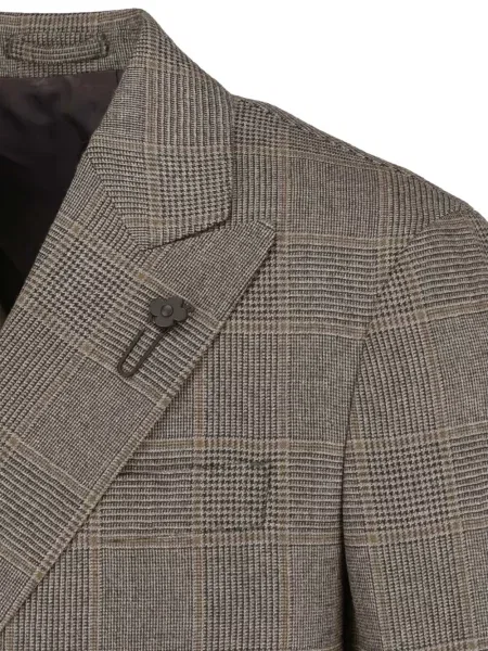 Карирано двуредно яке Lardini кафяво