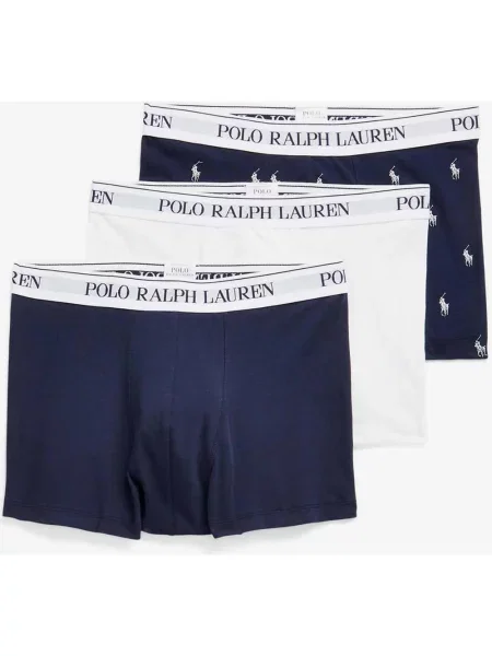 Bokserki Ralph Lauren Classic Stretch granatowo-białe 3 pary S białe