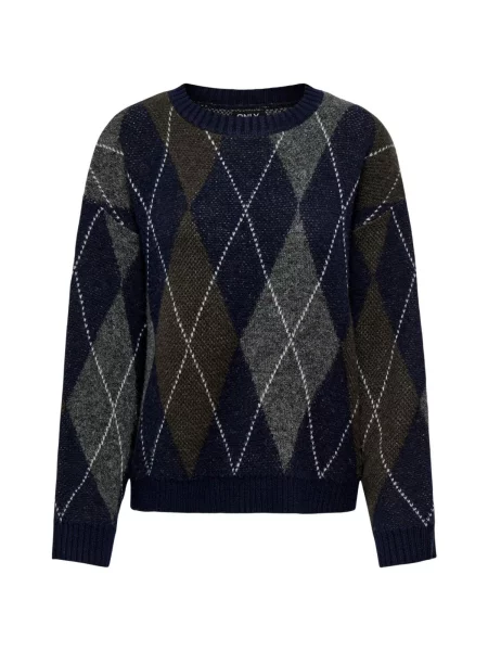 Pulover Only cu model argyle albastru