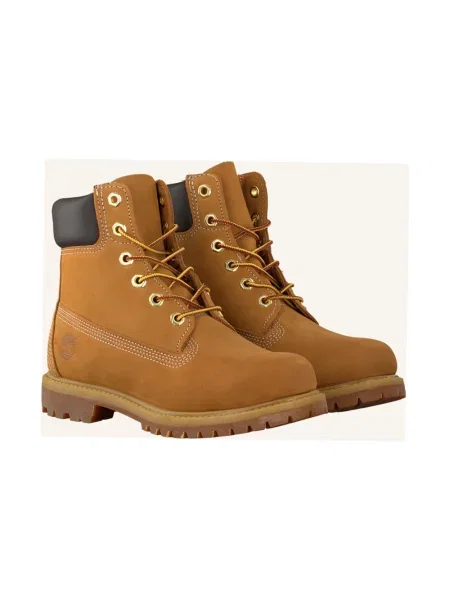 Botki Timberland skórzane na płaskim obcasie beżowe