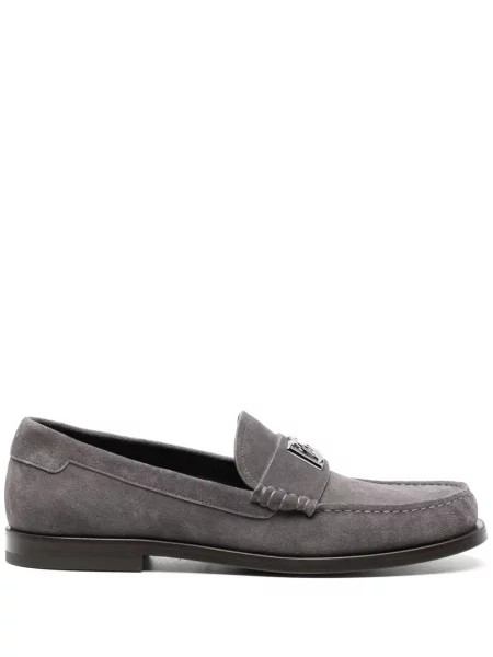 Pantofi loafer Dolce & Gabbana din piele de căprioară gri