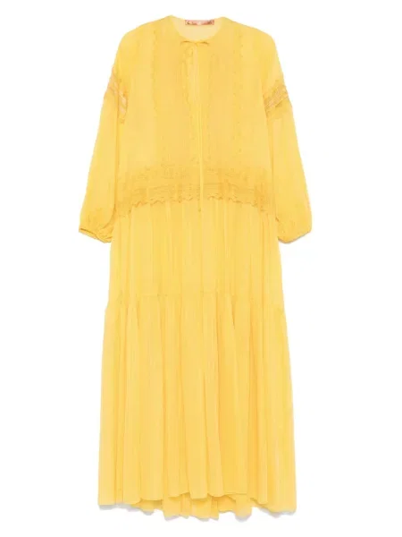 Haftowana maksi sukienka maxi Ermanno Scervino garniturowa żółta
