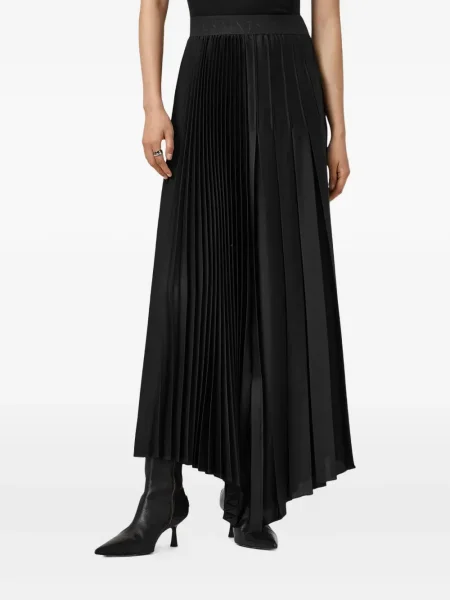 Fusta plisata Allsaints plisată până la genunchi negru