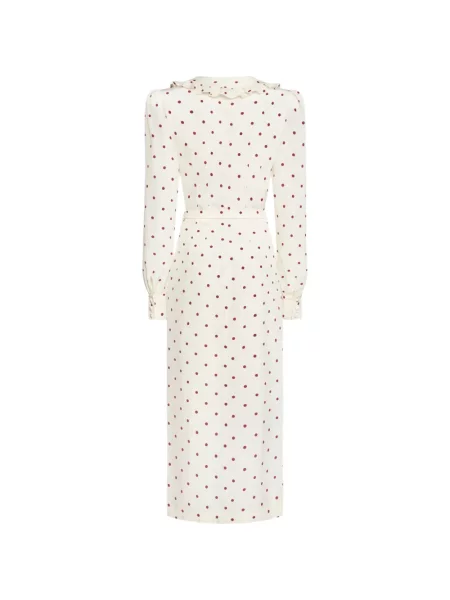 Rochie midi Alessandra Rich cu buline cu volane alb