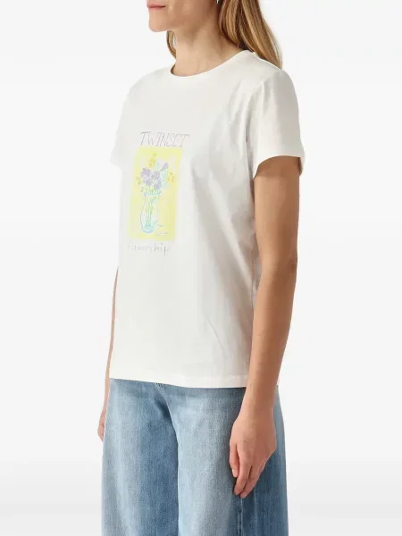 Tricou Twinset cu imagine alb