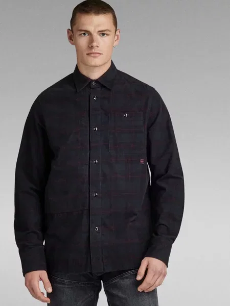 Вельветова картата сорочка G-star Raw чорна