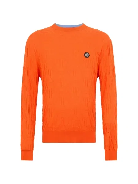 Pulover Philipp Plein din jacard portocaliu