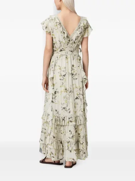 Rochie maxi Allsaints cu model floral cu imagine verde
