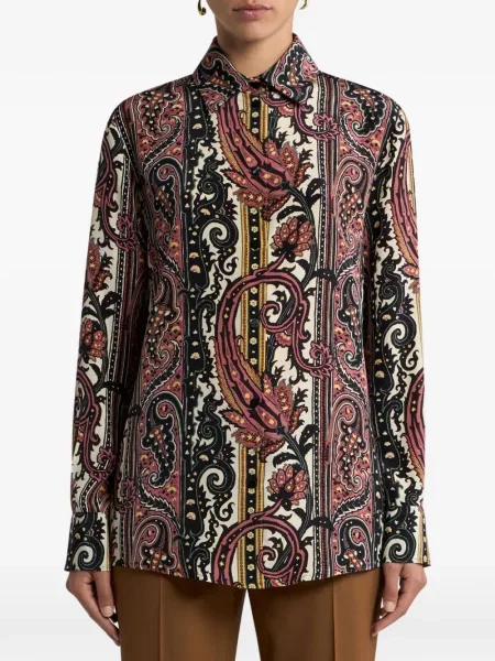 Cămașă Etro de mătase cu model paisley roșu